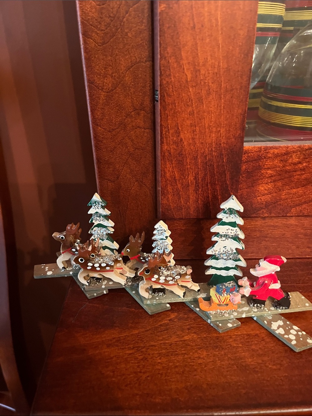 Vintage JAPAN Wooden Hand Carved and Painted Expansion Ornament